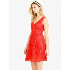 J Crew Sleeveless Eyelet Fit & Flare Mini Dress Flame Red Size 00